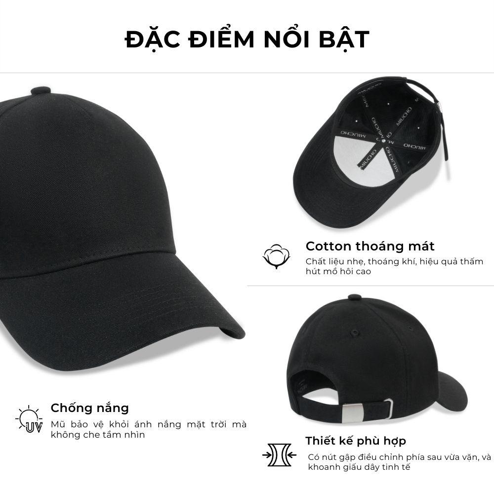 Mũ lưỡi trai trơn, nón kết nữ chất cotton cao cấp dành cho nam nữ NKT01 Miucho in basic