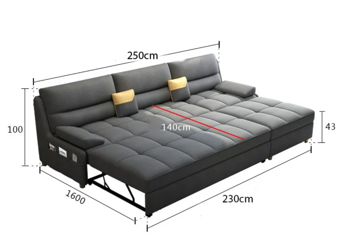 Sofa giường đa năng hộc kéo cao cấp HGK-19 ngăn chứa đồ tiện dụng Tundo KT 2m5