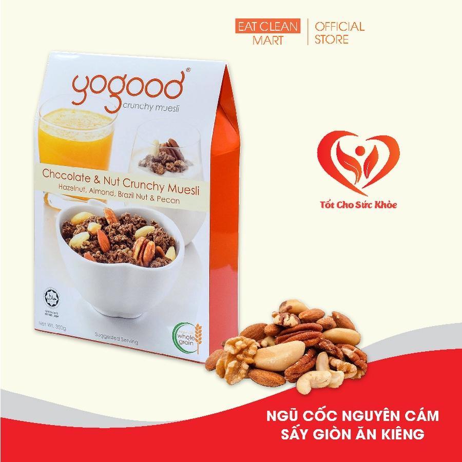 Ngũ Cốc Nguyên Hạt Sấy Giòn Socola và Hạt Yogood - Chocolate &amp; Nut Crunchy Muesli hộp 350g