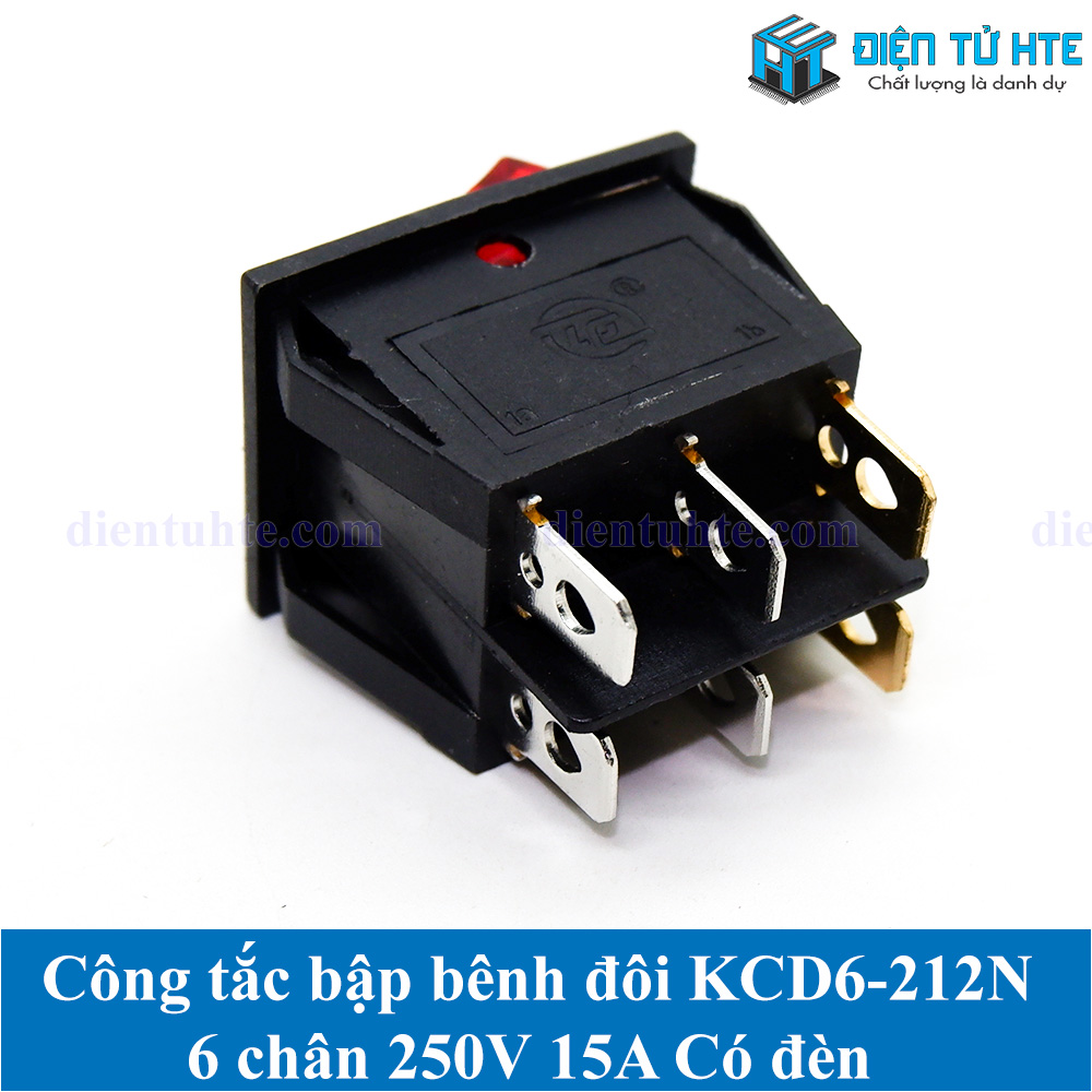 Công tắc bập bênh đôi ON-OFF KCD6 KCD6-212N 6 chân 250V 16A Có đèn