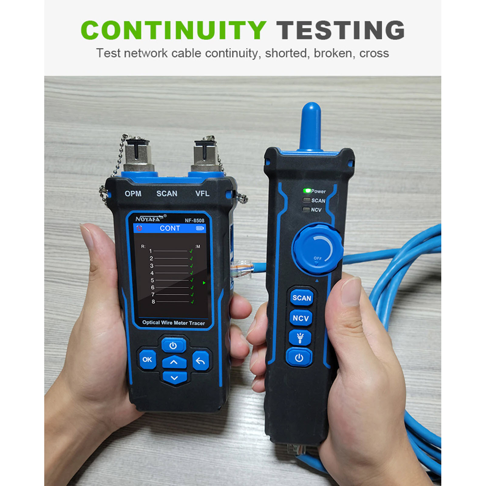 Noyafa NF-8508 Máy Test Mạng Đa Năng 9 Trong 1. NF-8508 9 in 1 Multifunctional Network Cable Tester Optical Wire Tracer Optical Fiber Power Meter NCV Function Li-ion Battery USB Charge LED Light - Hàng Chính Hãng