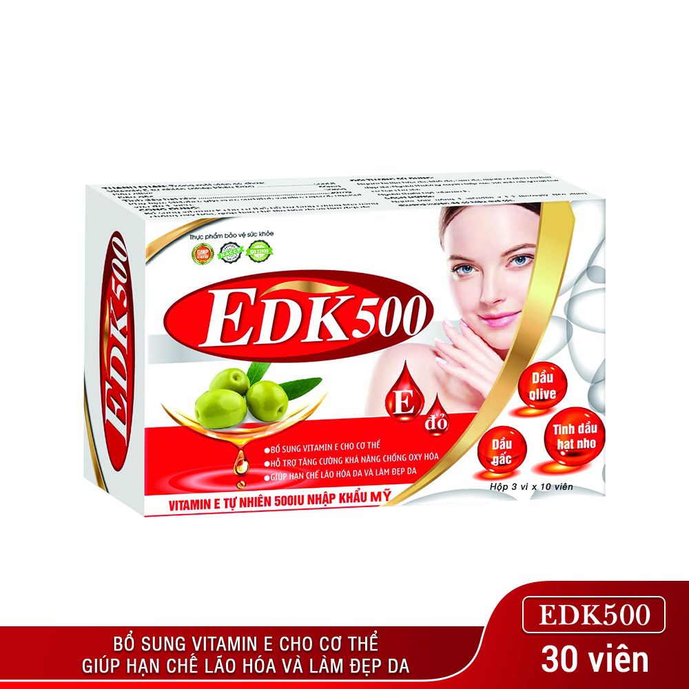 Viên Uống Bổ Sung Vitamin E EDK500 - Giúp Tăng Cường Chống Oxy Hóa, Trẻ Hóa Và Làm Đẹp Da