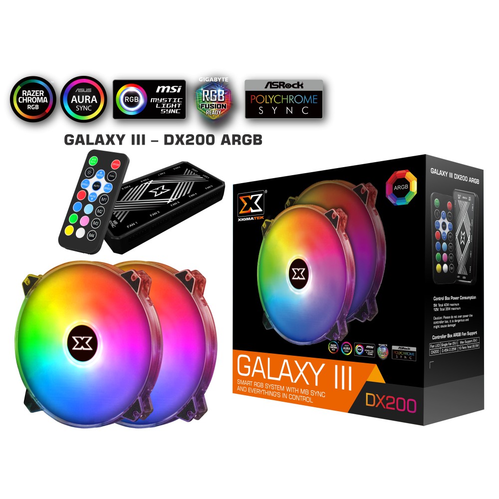 Quạt tản nhiệt XIGMATEK GALAXY III DX200 ARGB - Hàng Chính Hãng