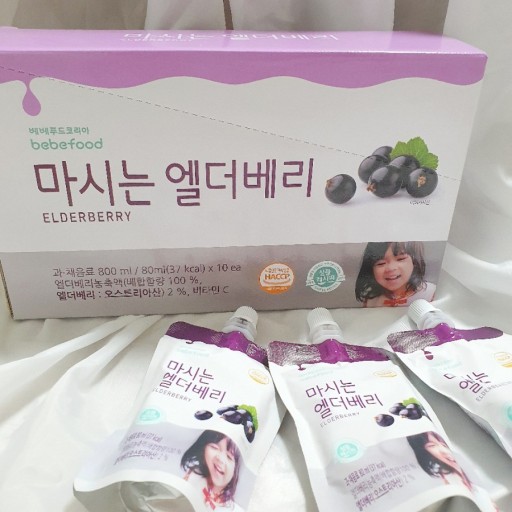 (Hộp 10 bịch) Nước ép tăng đề kháng cho bé từ quả Elderberry Bebefood Hàn Quốc