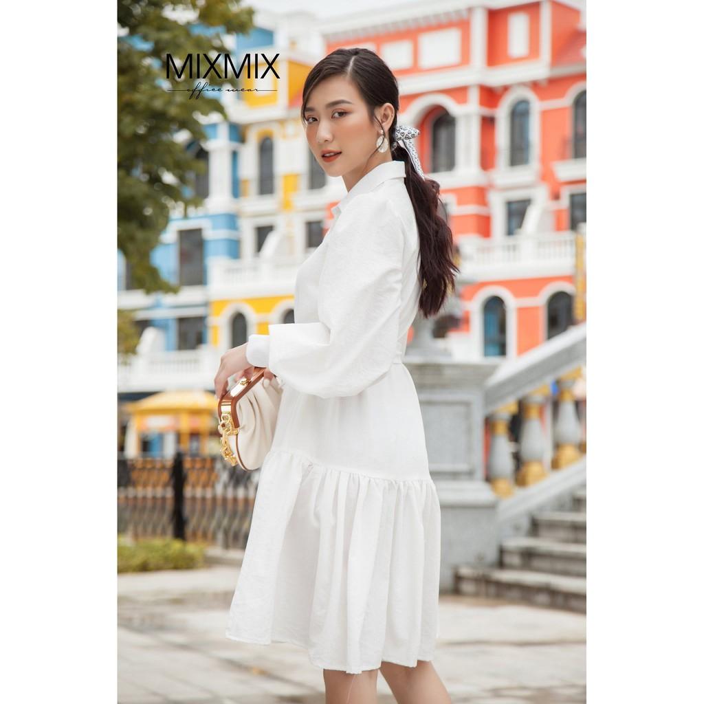 Đầm sơ mi tay phồng Amelia