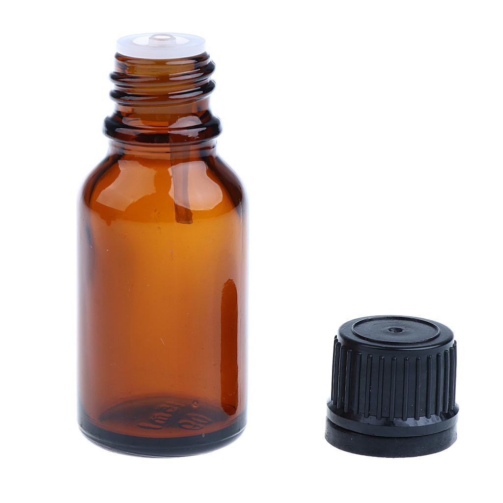 24 Set Glass 10ml and 15ml Essential Oils Refillable Empty Amber Bottles with Orifice Reducer Dropper for Perfume Aromatherapy