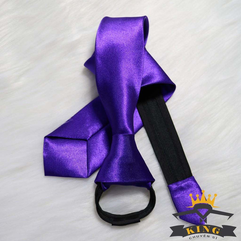 Cà vạt học sinh nam nữ thắt sẳn bản nhỏ 5cm KING, caravat công sở style hàn quốc vải phí bóng gía rẻ C015