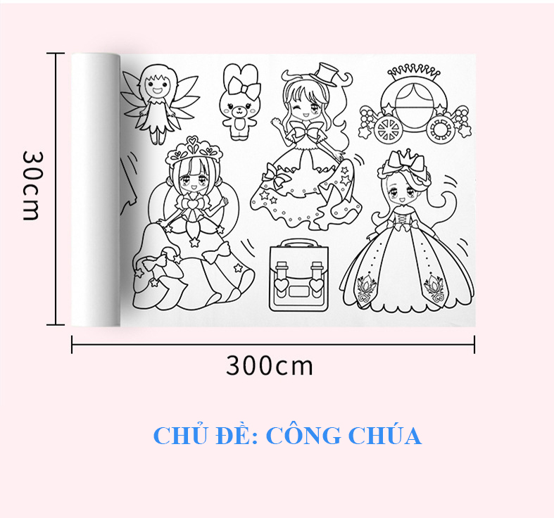 Sách - Tranh Tô Màu Sticker Cắt Dán Dài 3 Mét Cho Bé 2 - 8 Tuổi - Mỗi Cuộn 1 Chủ Đề