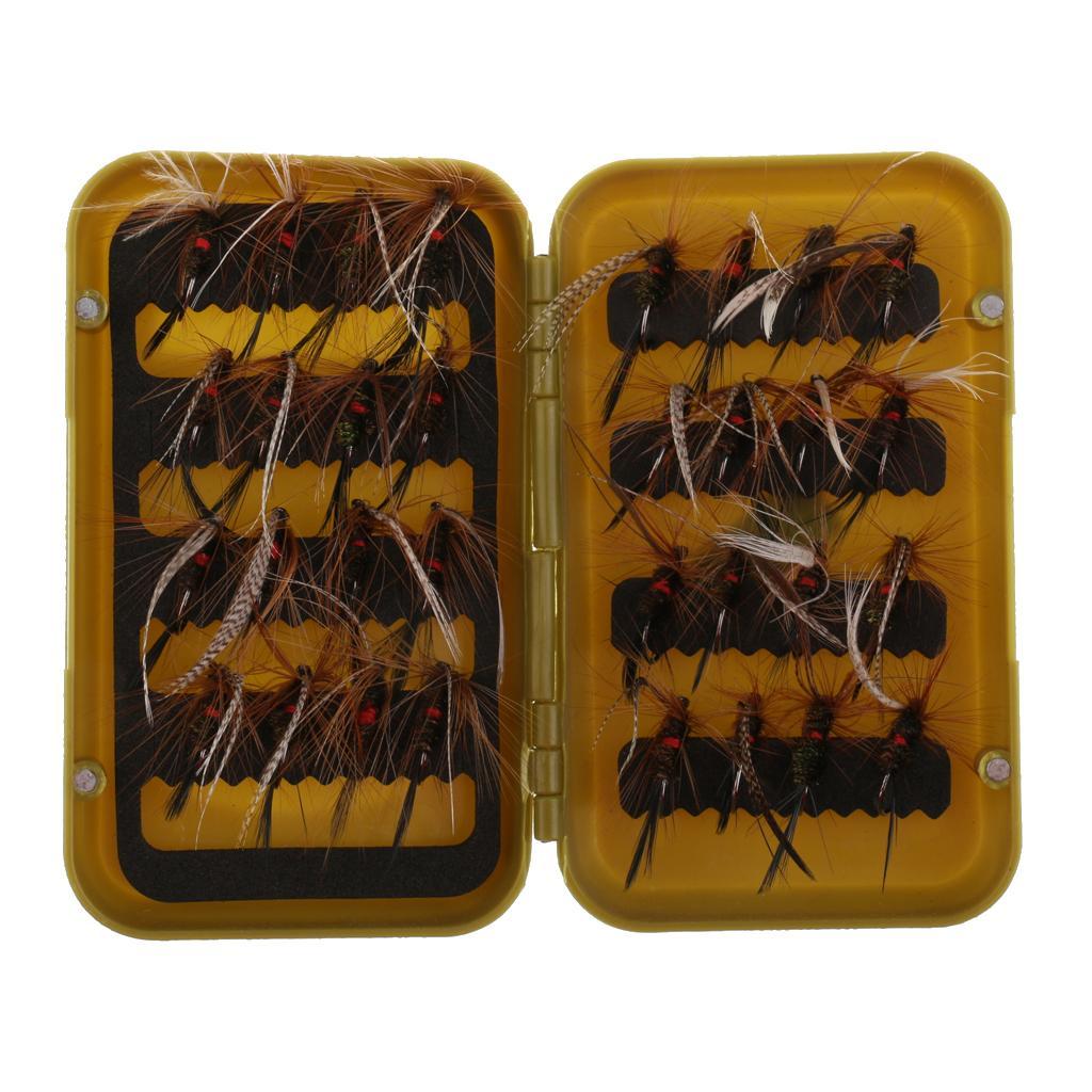 32Pcs Fly Fishing Flies Kit Bass Salmon Trout Flies Lures Assortment Fly Box