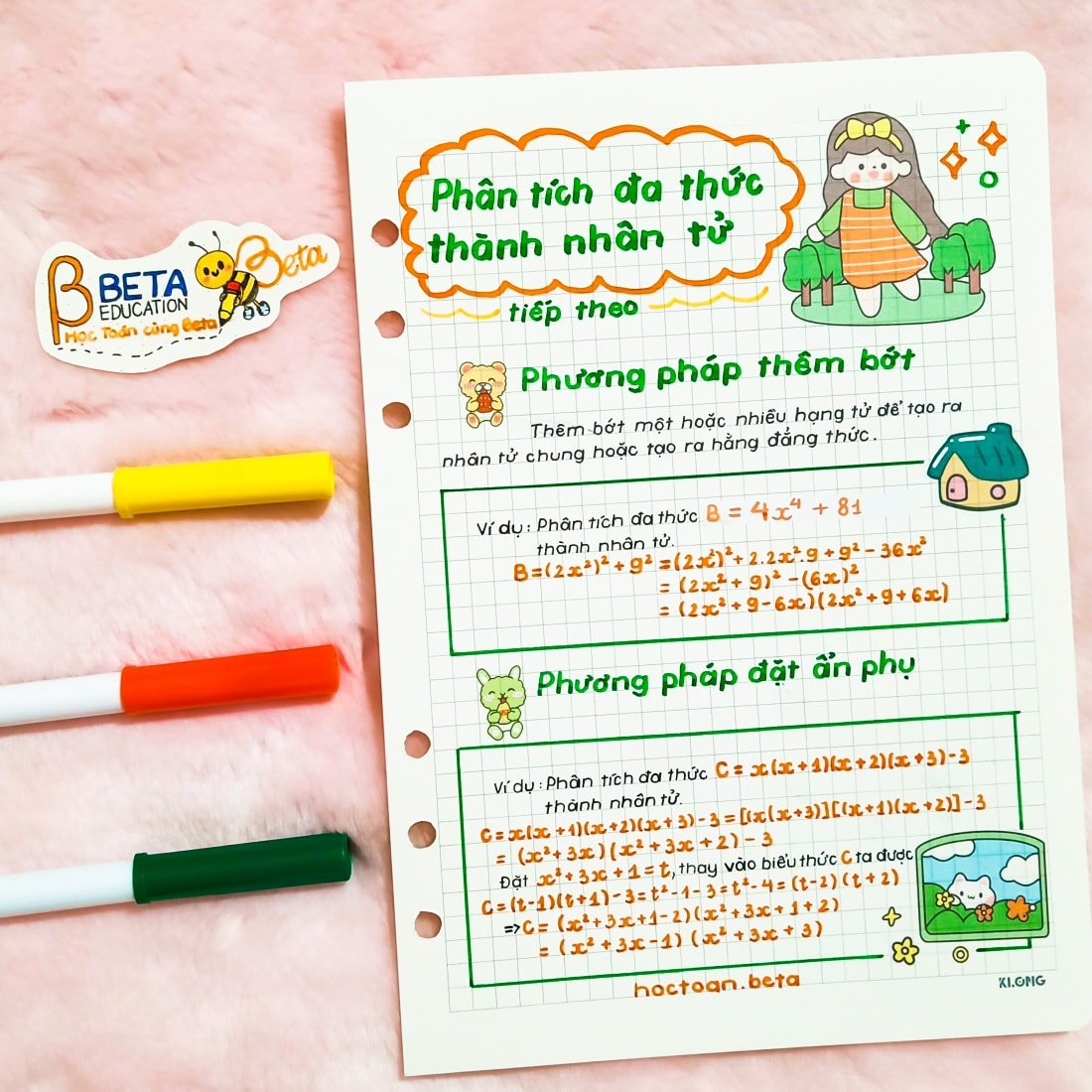 Sách- Sổ Takenotes tổng hợp kiến thức Toán 8 trang trí sticker ghi sẵn công thức và bài giải mẫu