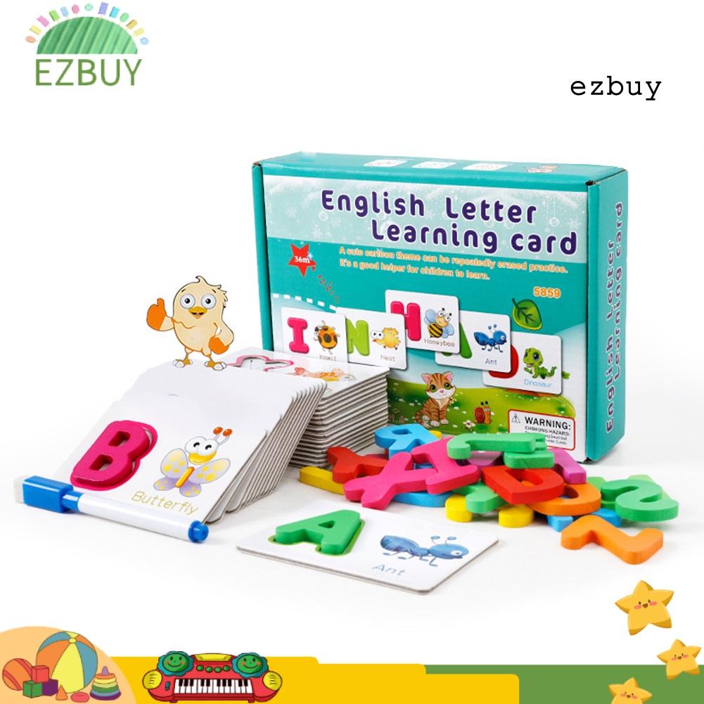 EY-Wooden English Alphabet Puzzle Flashcard with Pen Education Kids Toy