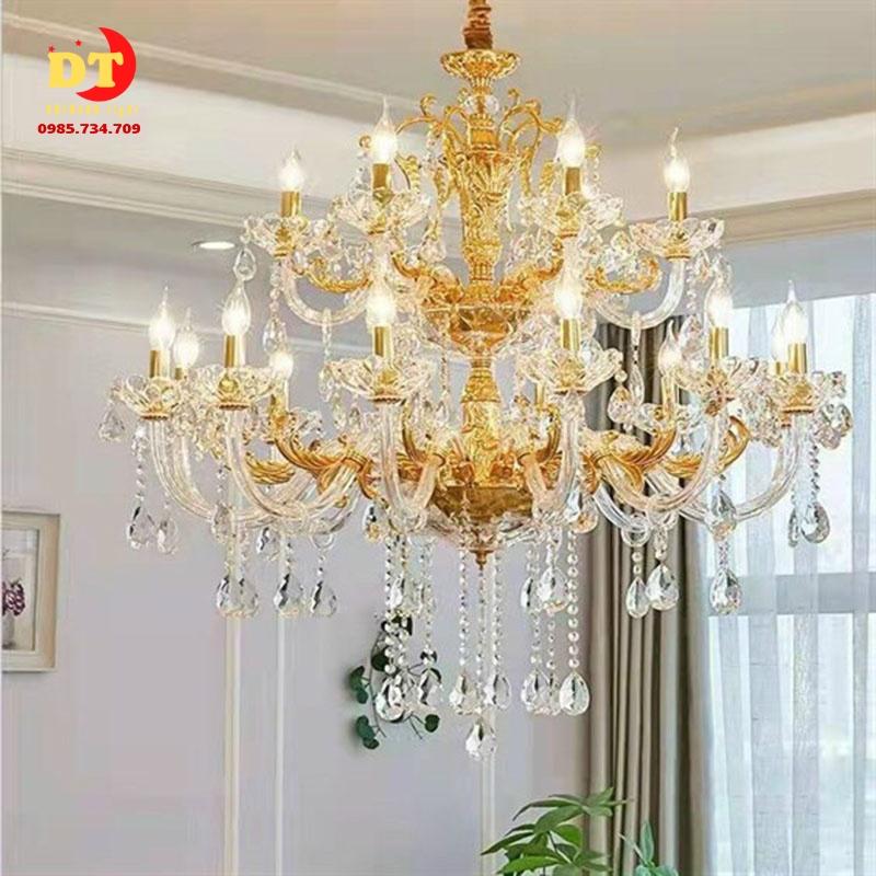 Đèn chùm nến phale tay hợp kim 18 tay cao cấp phòng khách, bắc âu cổ điển DQM