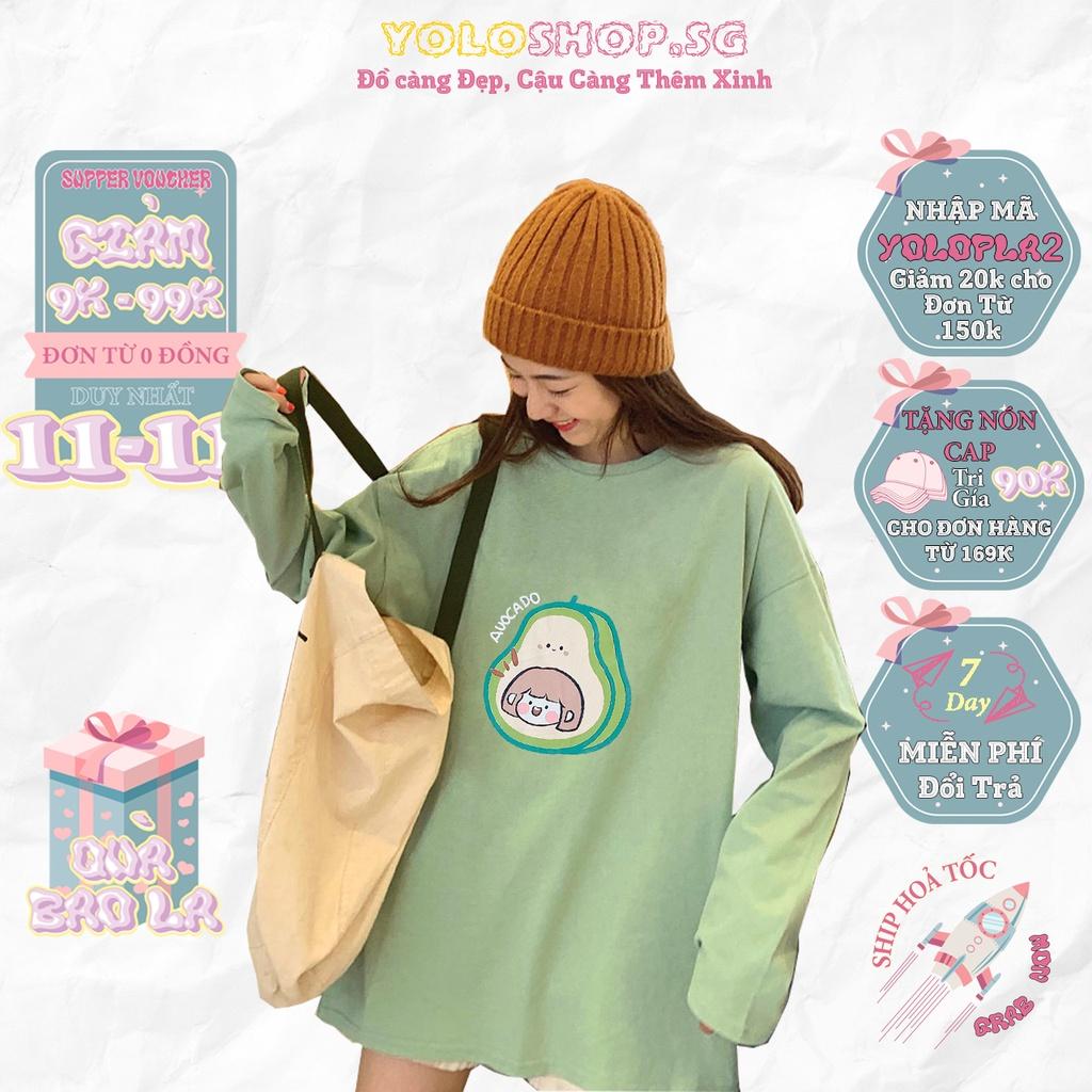 Áo thun tay dài TRÁI BƠ AVOCADO phông Unisex nam nữ tee oversize form rộng pull Ulzzang Streetwear thu đông vải mềm