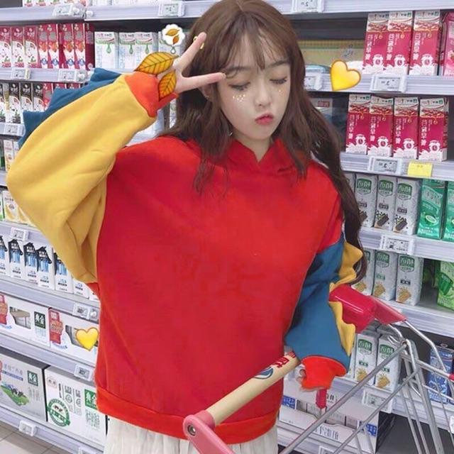 Áo hoodie phối màu nữ