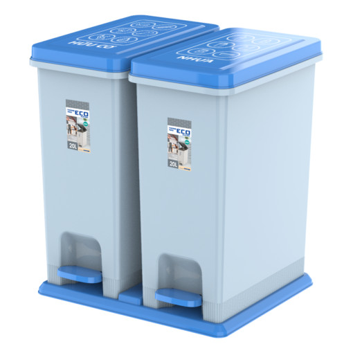 Thùng Rác Cao Cấp ECO Bộ 2 DUY TÂN 0953/2 - 2 Ngăn - Mỗi Ngăn 20L | Phân Loại Rác Hữu Cơ Và Nhựa