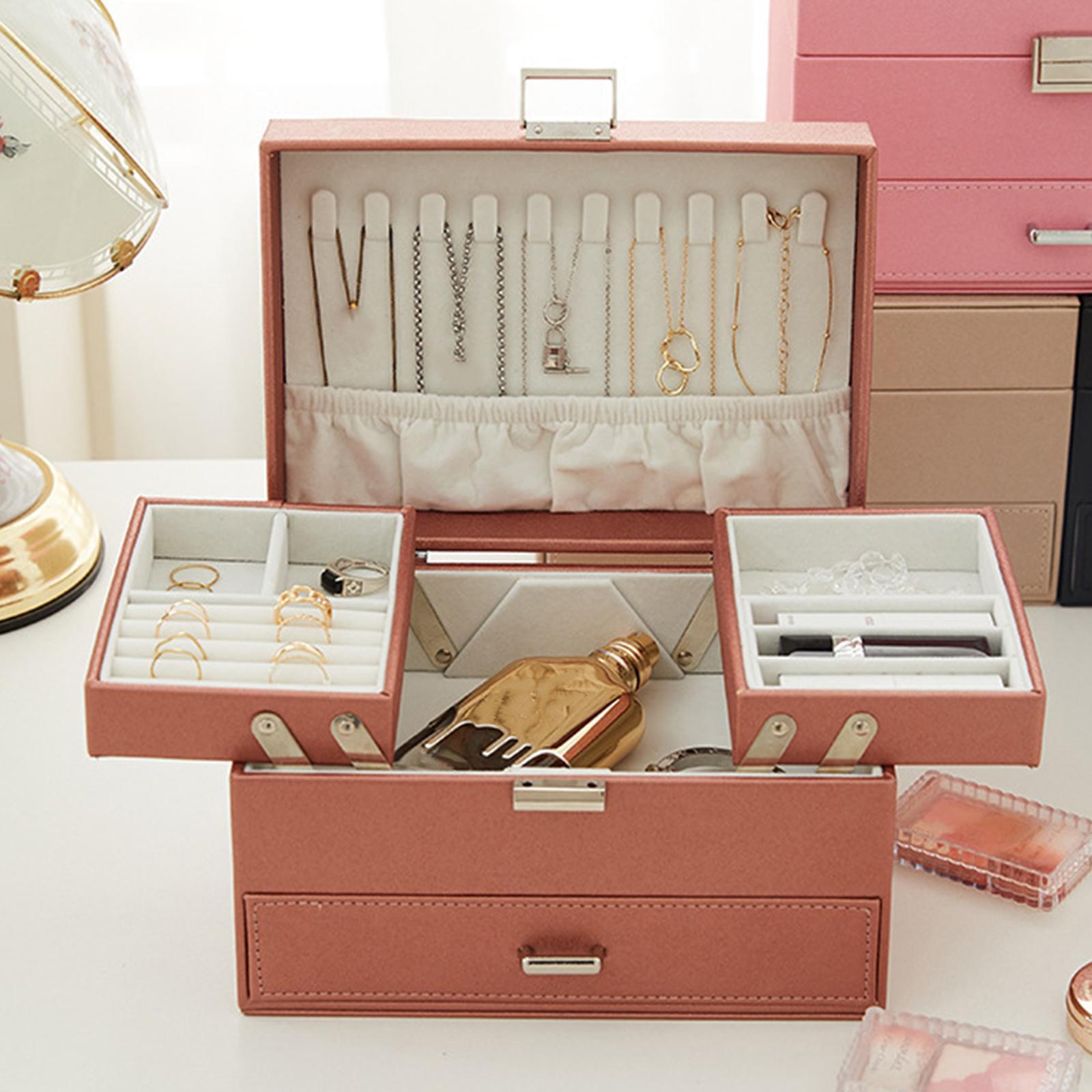 Jewelry Box Jewelry Case with Drawers Earrings Bracelets Rings Large Storage Capacity Necklace Organizer Jewelry Organizer for Women Girls