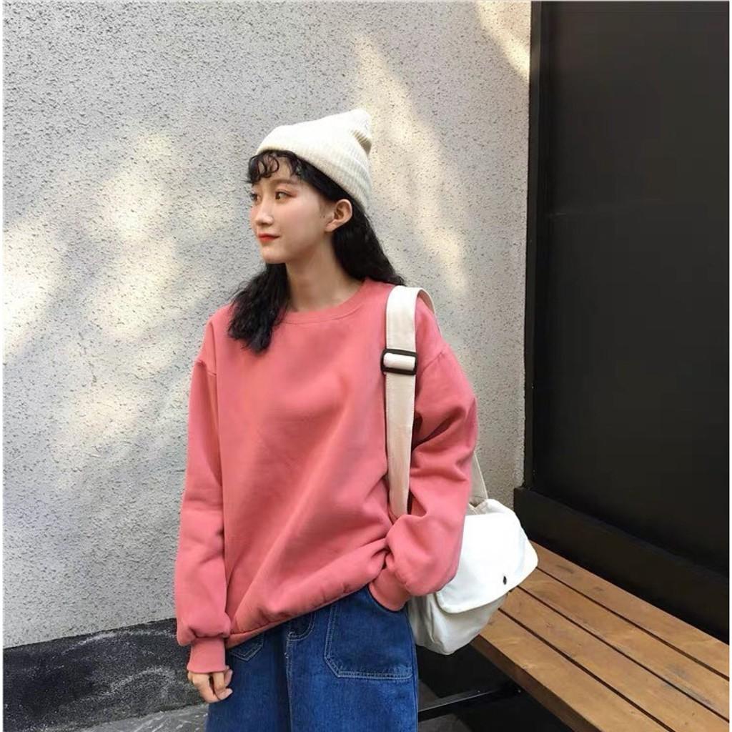ÁO SWEATER BASIC PINK HỒNG TRƠN UNISEX - L12