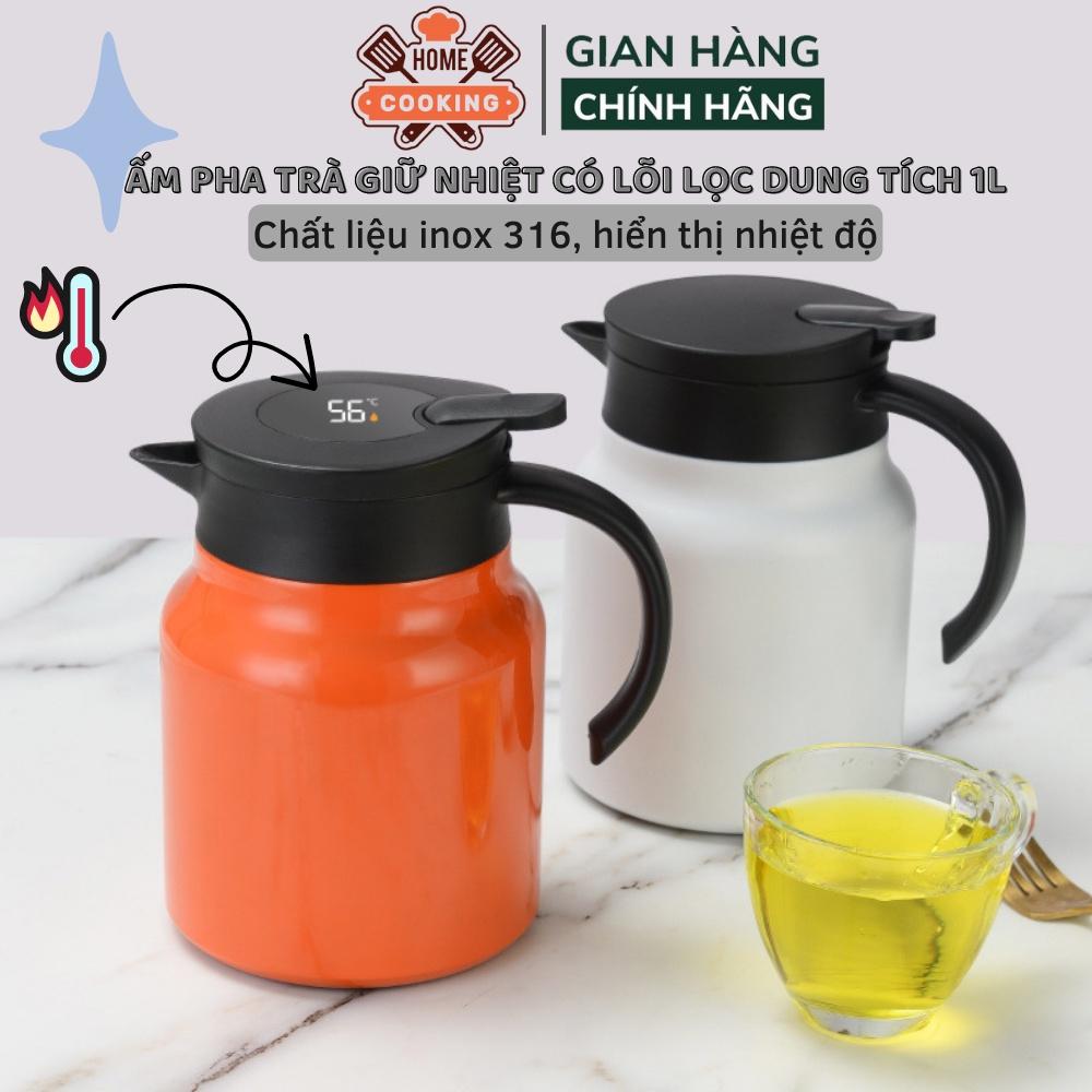 Ấm pha trà giữ nhiệt có lõi lọc trà, chất liệu inox 316 cao cấp dung tích 1000ml, ấm nước giữ nhiệt liên tục đến 12h