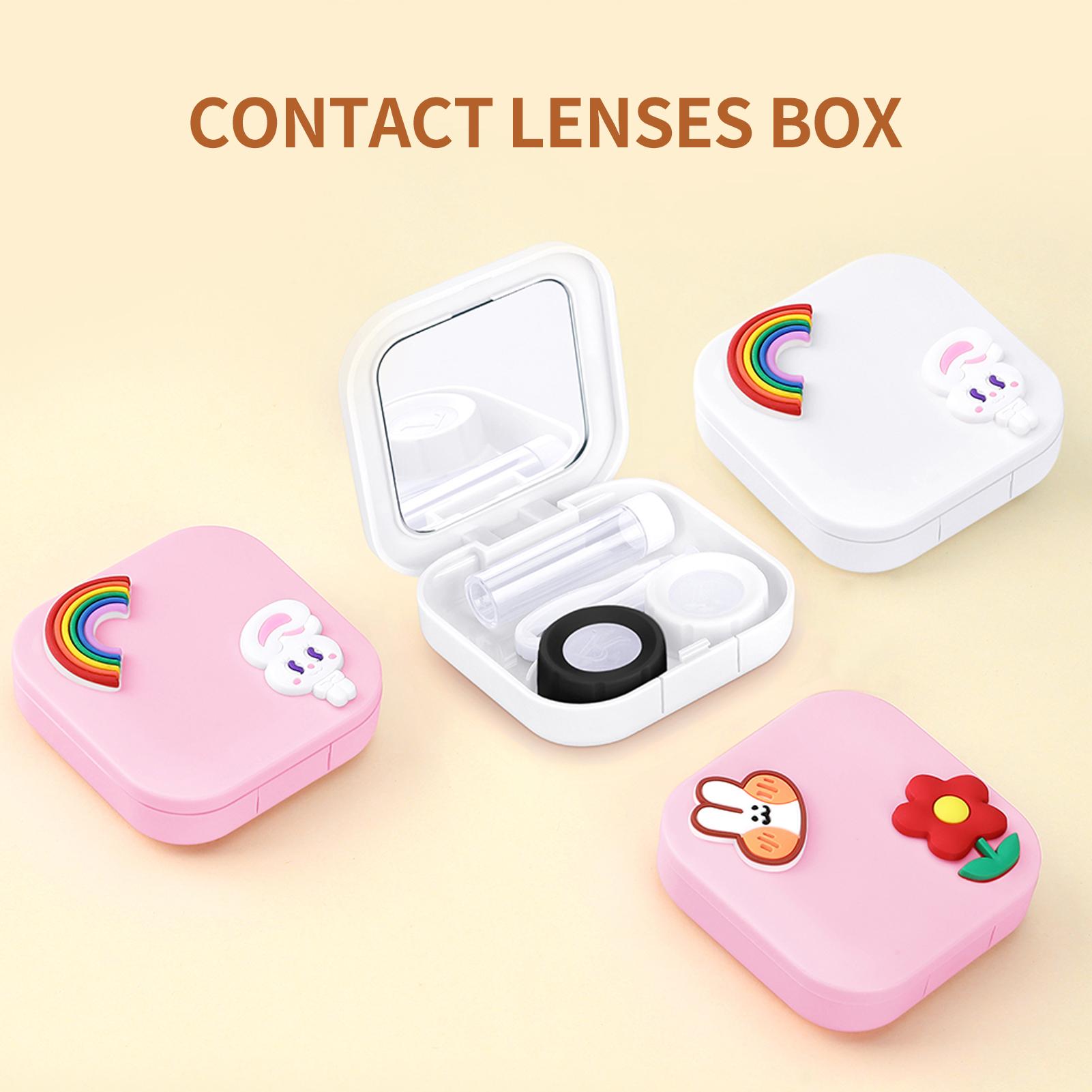 Hộp đựng kính áp tròng di động, nhỏ gọn, có gương, mẫu mã dễ thương