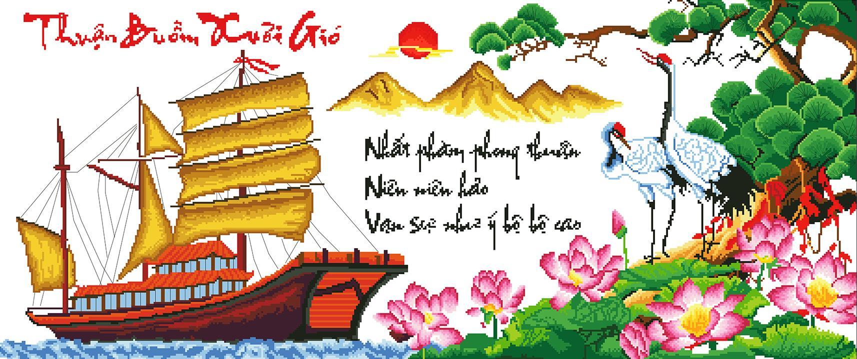 Tranh đính đá thuận buồm xuôi gió LV514 140 x 65 cm chưa đính