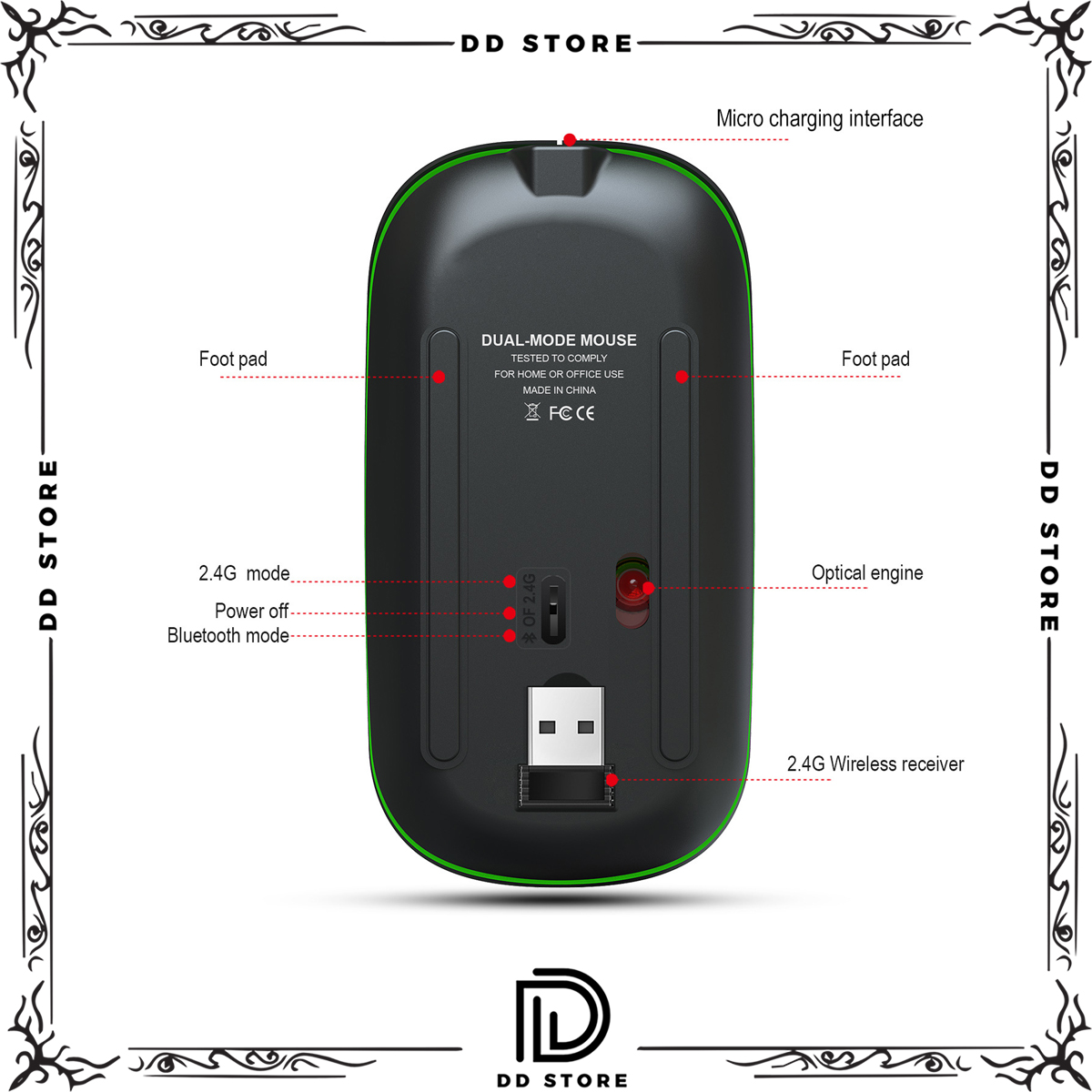 Chuột không dây Bluetooth, chuột không dây usb 2.4Hz KBM 109-T18 - Hàng chính hãng