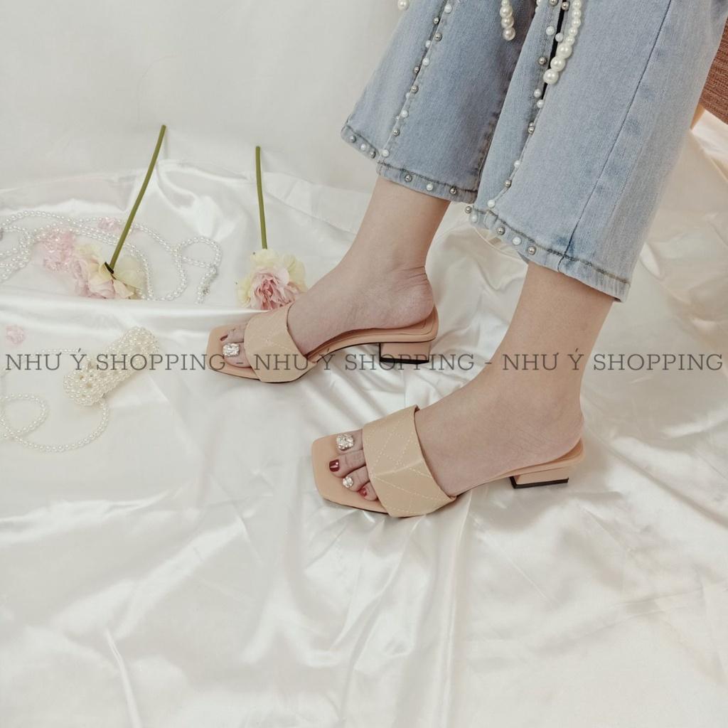 Giày sandal cao gót nữ 3cm đi làm,đi học quai ngang bản to da mềm hình chụp thật