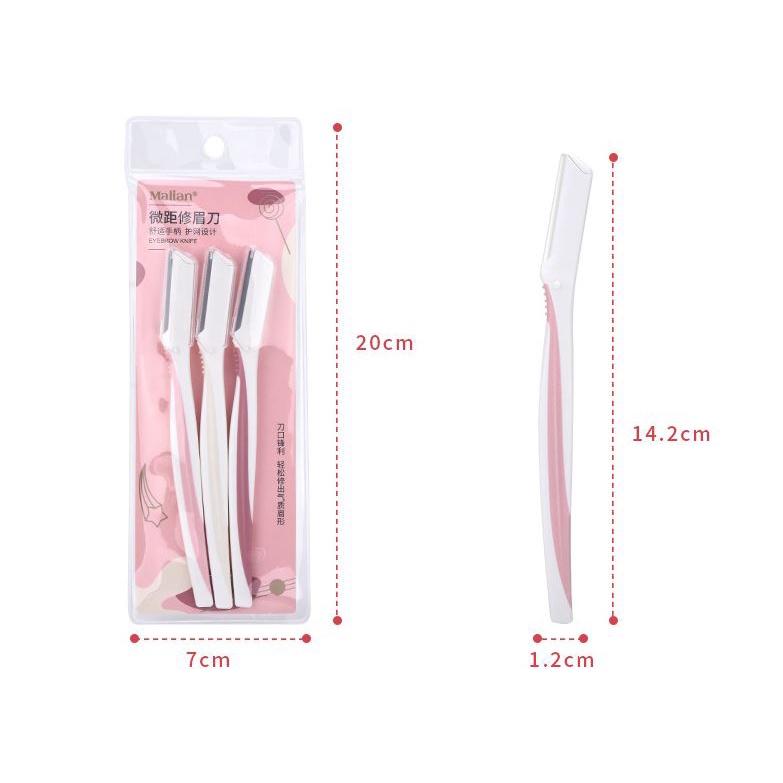 Dao cạo lông mày túi 3 cái bằng thép không gỉ an toàn tiện dụng -- Hitty Beauty