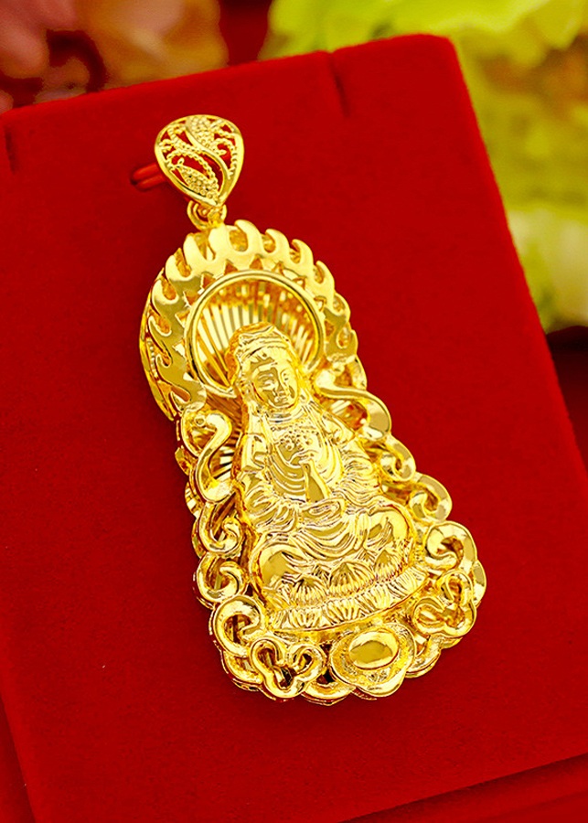 Mặt dây chuyền Phật Bà Quan Âm mạ vàng 24k