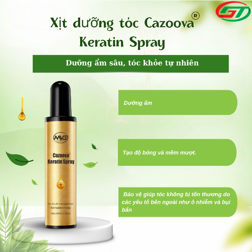Xịt Dưỡng Tóc Cazoova Keratin Spray 200ml - Dưỡng Ẩm, Giúp Tóc Bóng Mượt, Ngăn Gãy Rụng