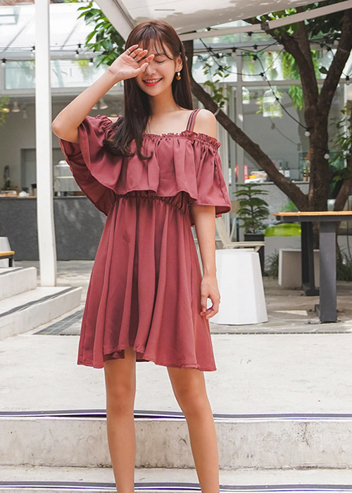 Đầm Hai Dây Viền Diềm Romantic Freesize