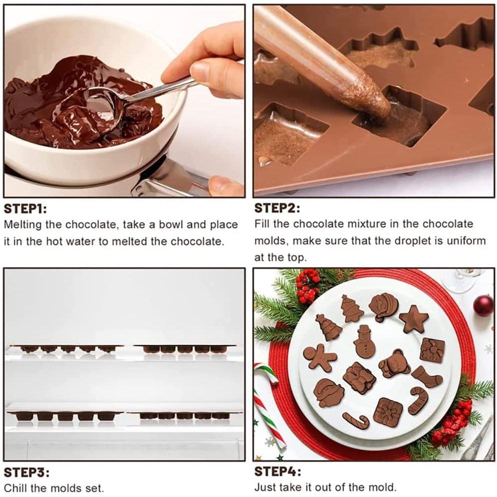 Khuôn Silicone Cây Thông Noel Chuông Giáng Sinh Bông Tuyết Quả Cầu - Khuôn Làm Bánh Fondant Rau Câu Trang Trí