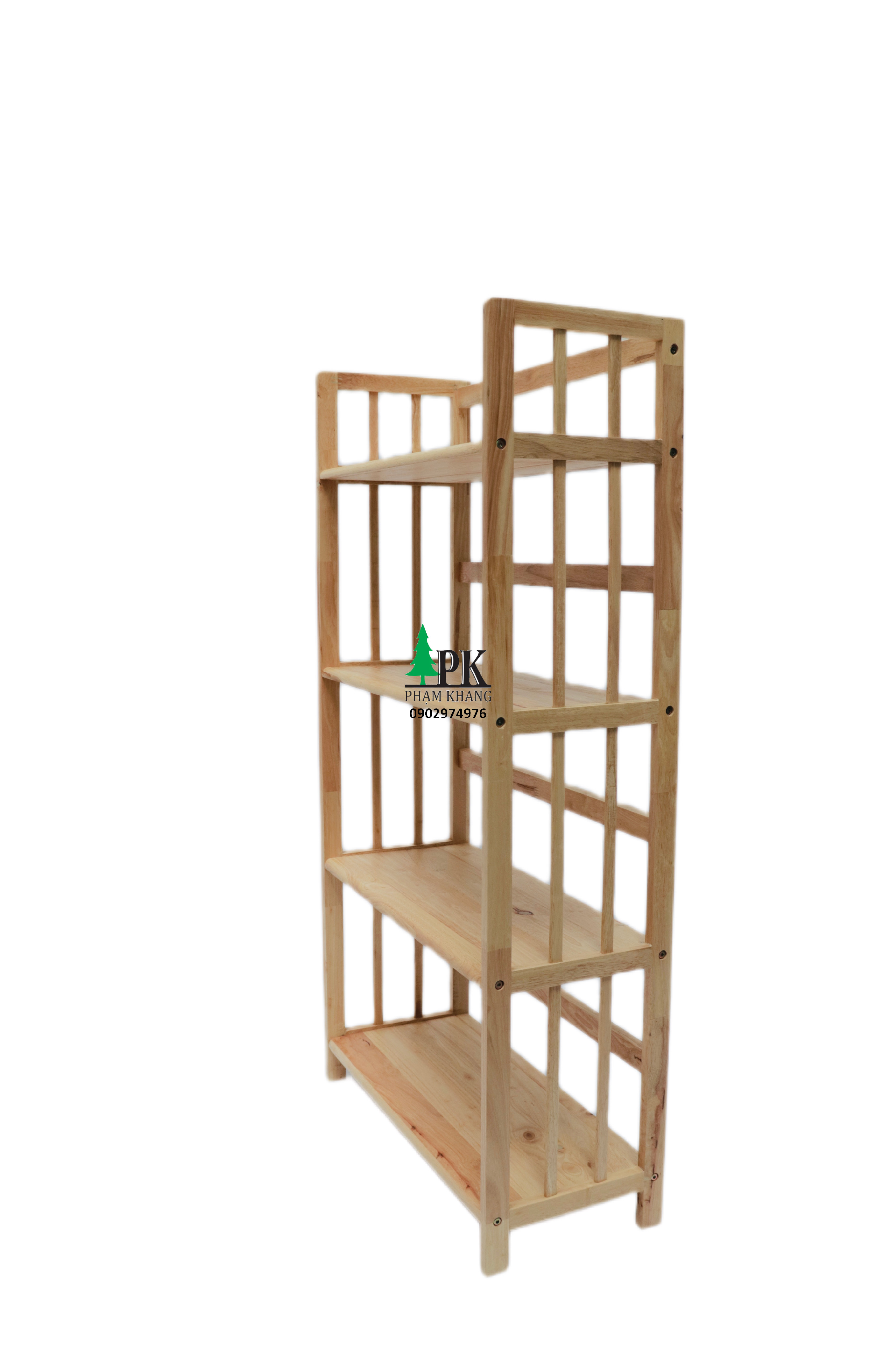 Kệ sách 4 tầng rộng 90 cm Start Decor - Gỗ cao su tự nhiên - Màu Gỗ Tự Nhiên/ Vàng Cherry