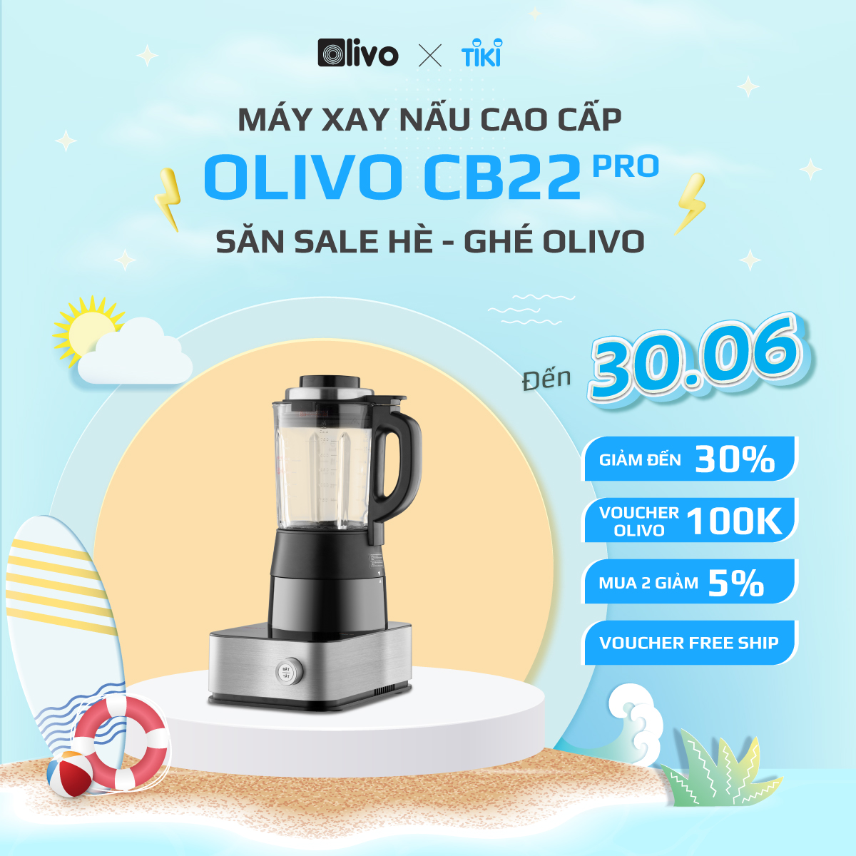 Máy Xay Nấu Cao Cấp OLIVO CB22 PRO - Độ Ồn Thấp Nhất - Chống Trào Tuyệt Đối - Vệ Sinh Khử Khuẩn - Thương Hiệu Mỹ - Hàng Chính Hãng