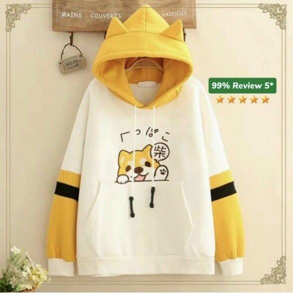 Nikafashion Áo Hoodie Nón Unisex Nam Nữ Chất Vải Nỉ Freesize 1 kích cỡ Form Dáng Rộng Dưới 65kg Mặc Đẹp S.H.I.B.A