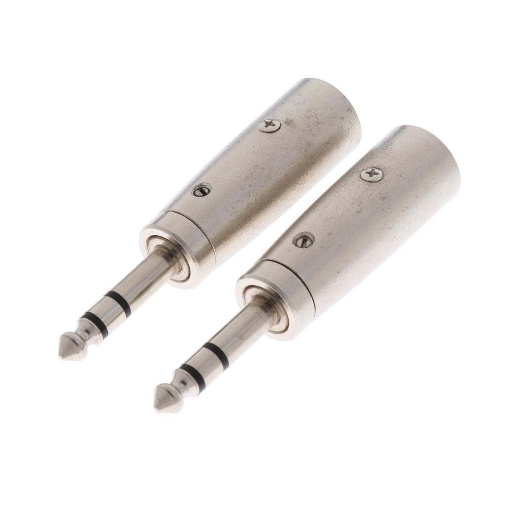 2PCS 1/4" 6.35mm Stereo Male Jack To 3-Pin Male -Audio Cable Mic Adapter