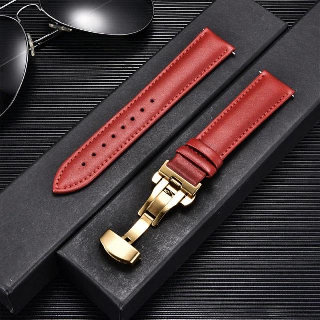 Dây da đồng hồ nam nữ DA BÒ THẬT MỊN 4 lớp KÈM KHÓA BƯỚM ĐÔI thép không gỉ 316L, siêu mềm