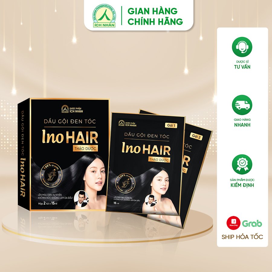 Dầu Gội Đen Tóc Thảo Dược InoHAIR Giúp Mái Tóc Đen Tự Nhiên, Bóng Mượt, An Toàn Từ Thiên Nhiên