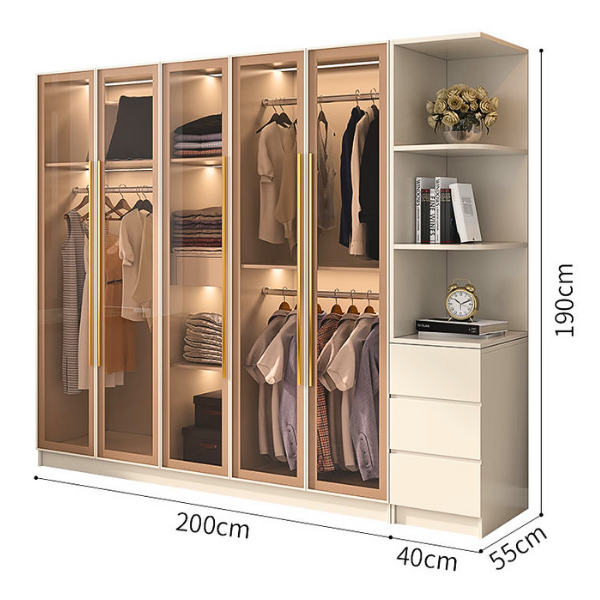 TỦ QUẦN ÁO CÁNH KÍNH OHAHA CÓ KÈM ĐÈN LED - TCK004