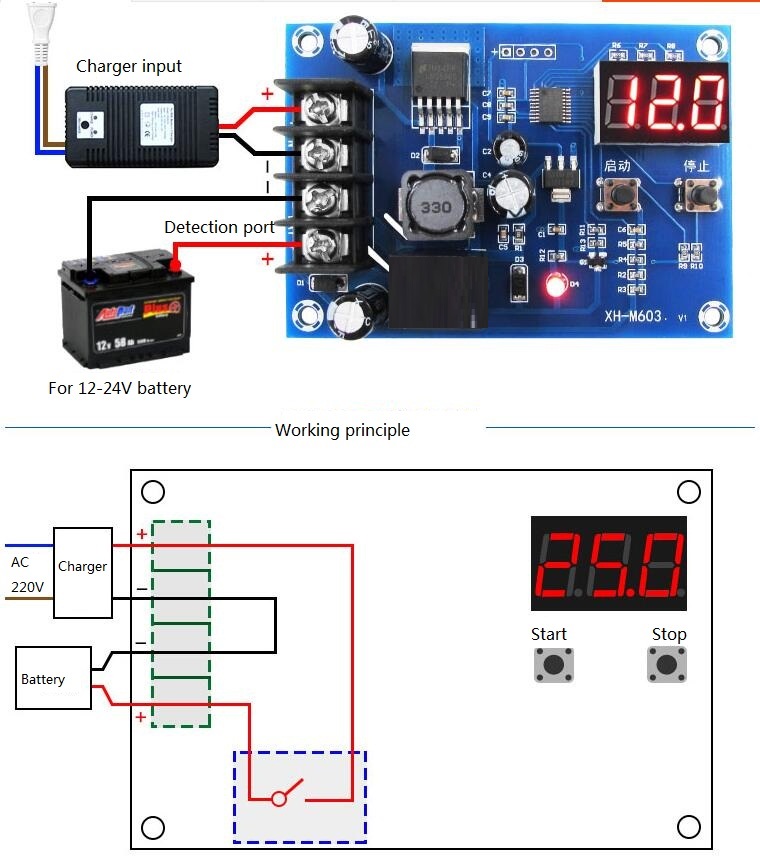 Mạch quản lý, tự động sạc acquy thông minh 12V XH-M603