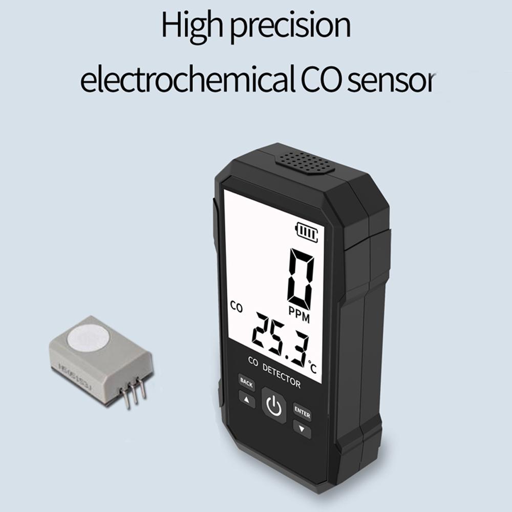 Handheld Carbon Monoxide Detector Portable Carbonic Oxide Concentration Testing Meter with Temperature Test and Sound Light Alarm Function