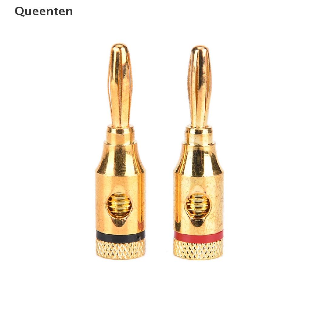 Queenten 8 Pcs Gold Plated Musical Speaker Cable Wire Screw Metal Banana Plug Connector  QT