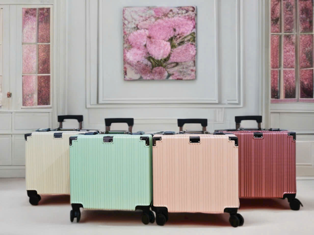 Vali Khung Nhôm Ngang Size 18INCH Xách Tay Nhỏ Gọn Cần Kéo 3 Nấc