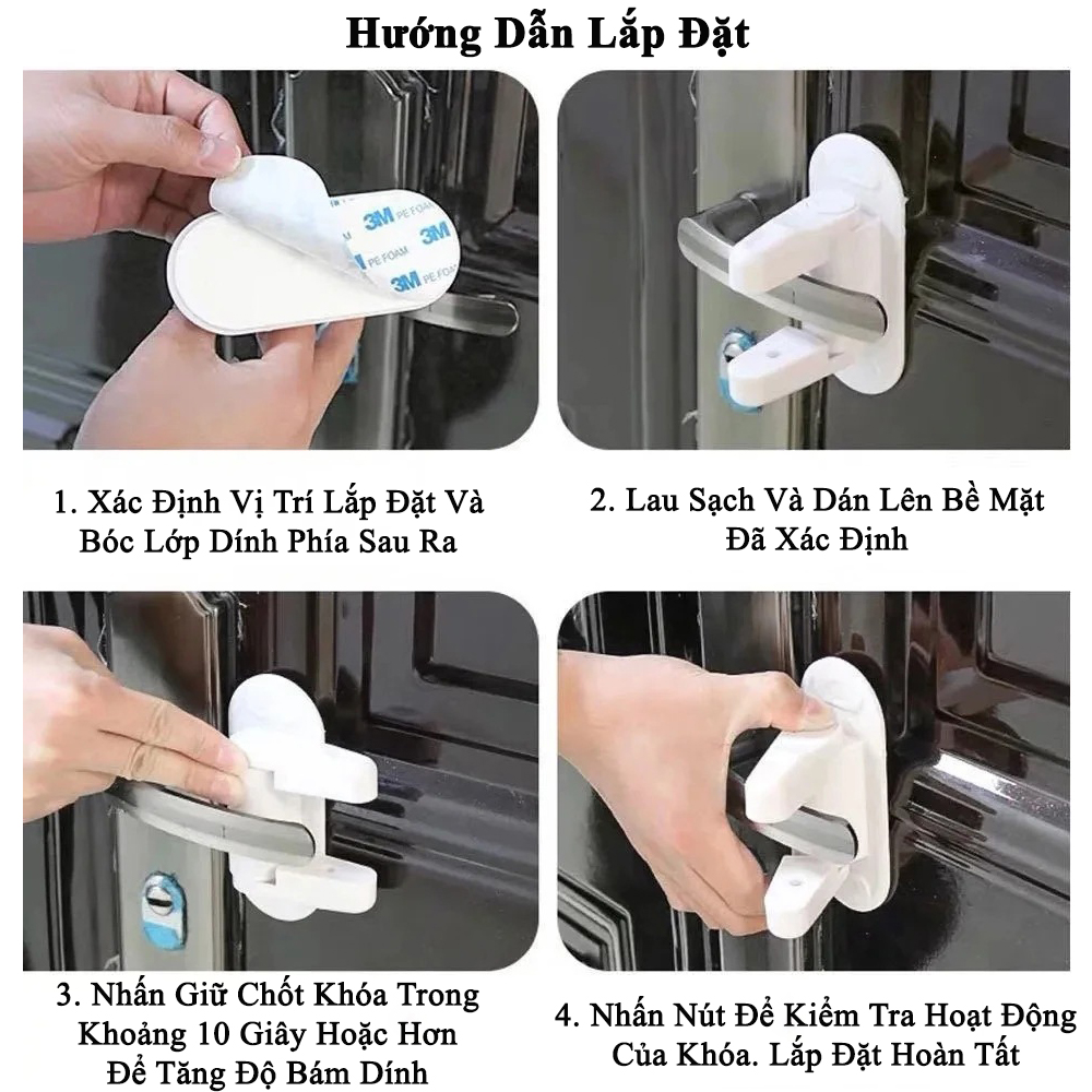 Dụng Cụ Khóa Cố Định Tay Nắm Cửa KUNBE Không Cần Khoan, An Toàn Chống Trộm Bảo Vệ Bé