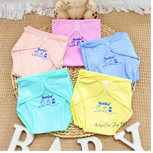 (3-8kg) Set 5 Tả Vải Dán Cotton Màu Cho Bé Sơ Sinh - HotGa - Set 5 - VÀNG