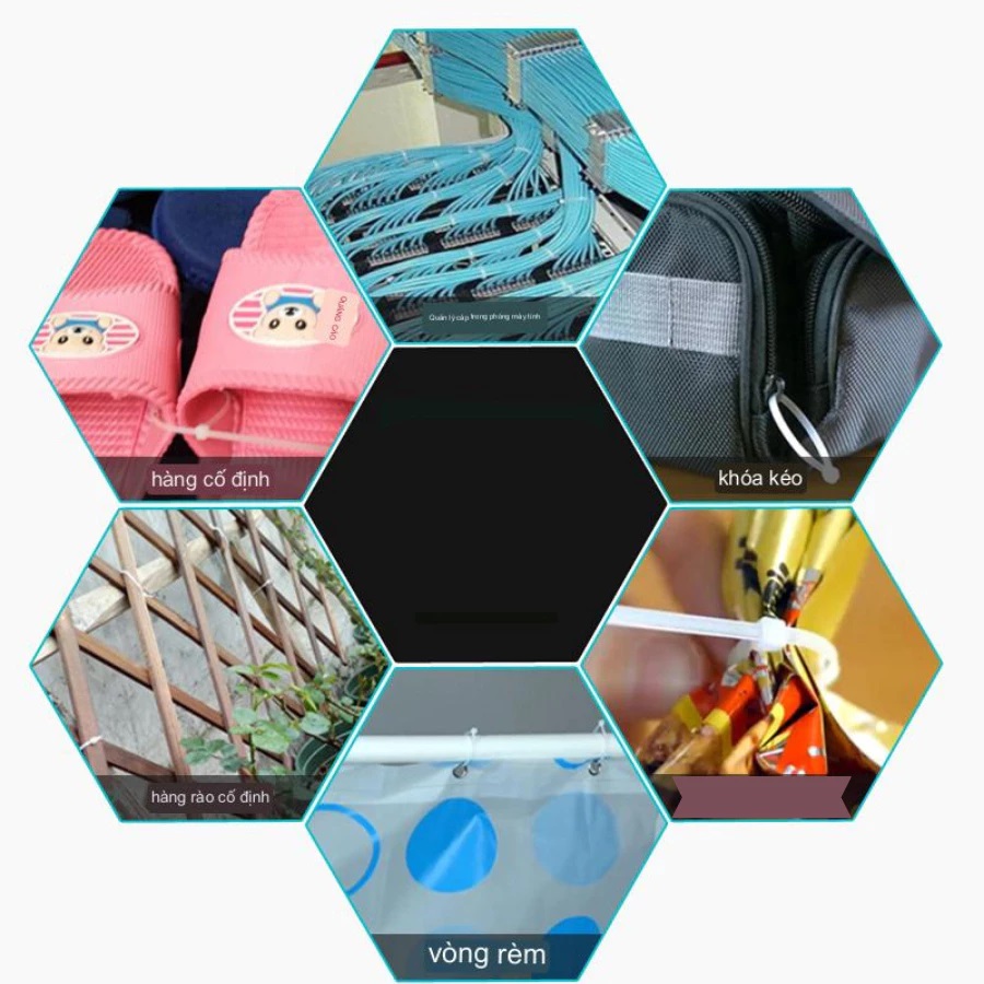 Bịch 100 sợi Dây rút nhựa nylon màu trắng loại tốt size dài 25cm rộng 3.3mm dẻo dai bền chắc dùng rút cột vật dụng - miếng lót chuột