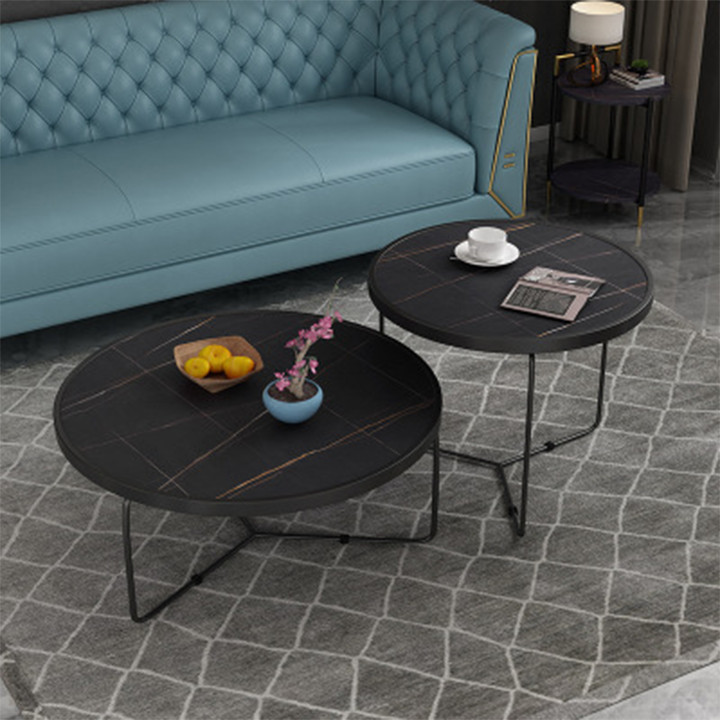 Bàn trà đôi mặt đá cao cấp, bàn sofa BAH026