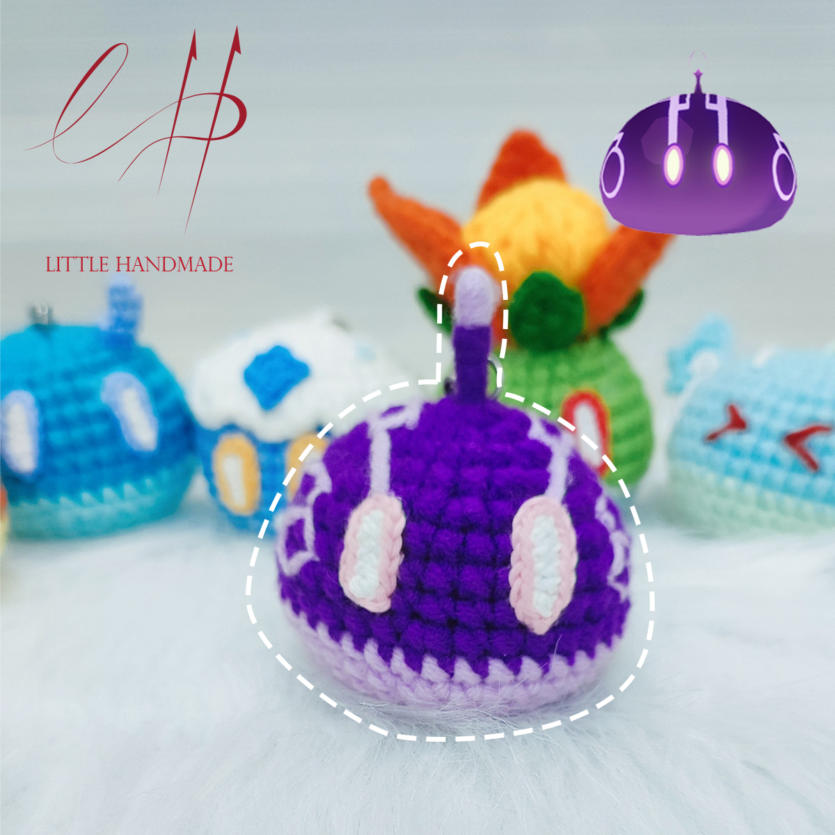 Móc khoá Genshin Impact Slime len handmade - Amigurumi Genshin Impact Slime
