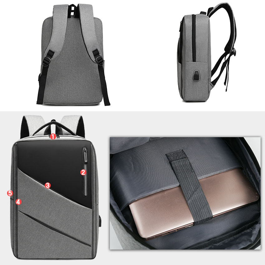 Balo laptop 15.6 inch B1066 NASI hàng cao cấp có cổng sạc tặng kèm dây sạc ba lô đựng laptop nam nữ mẫu mới thời trang cực chất