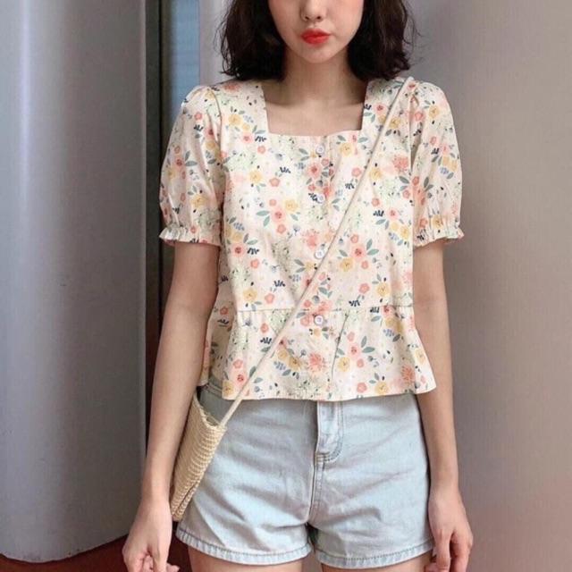 Vải thô hoa vintage 100% cotton mềm mát ít nhăn