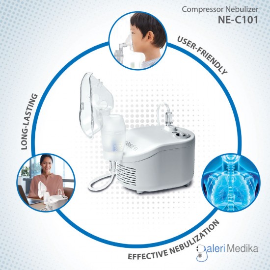 Máy Xông Khí Dung Omron NE-C101 +Tặng Nhiệt Kế Điện Từ Đầu Mềm Medilife ( hình thú ngẫu nhiên )